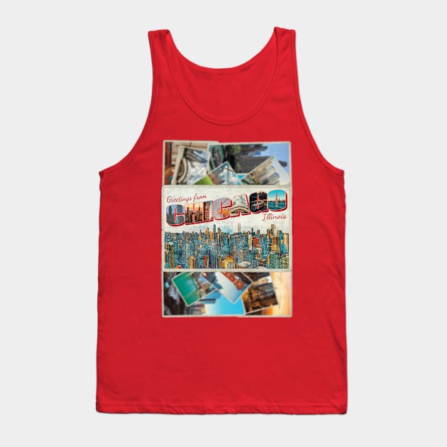 Greetings from Chicago in Illinois Vintage style retro souvenir Tank Top by DesignerPropo